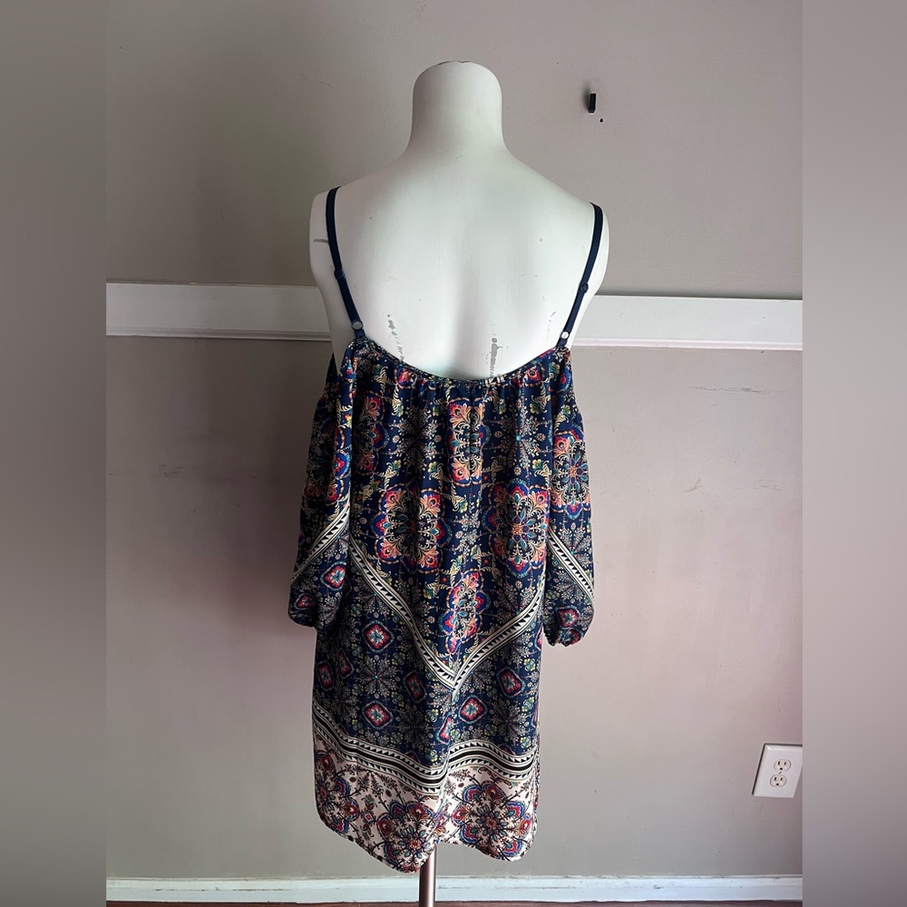 bailey blue Navy Multicolor Off-Shoulder Mini Dress - Picture 2 of 3